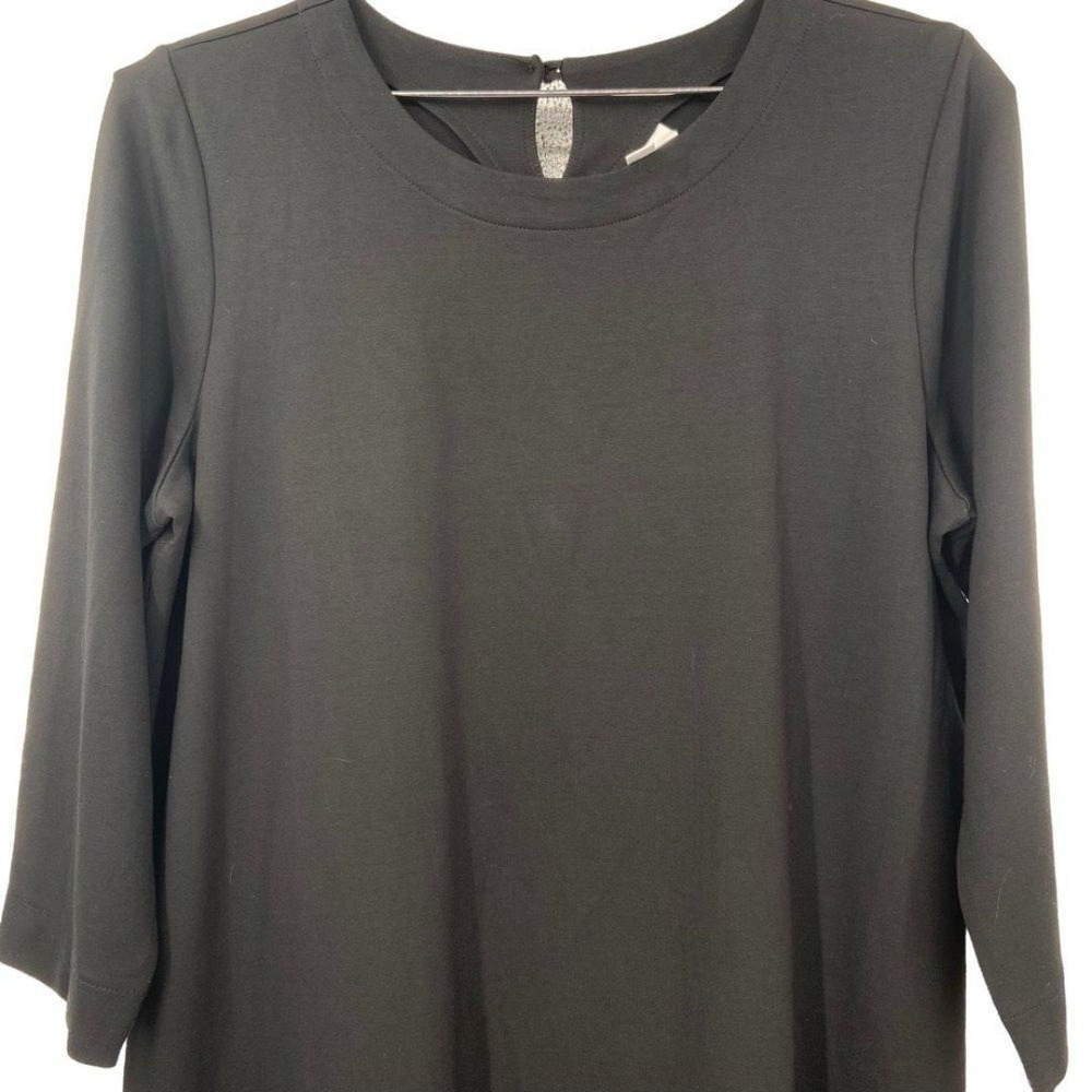 J. Jill Black‎ Ponte Knit Flounce Hem Dress 3/4 Sleeve Large New - Picture 5 of 10